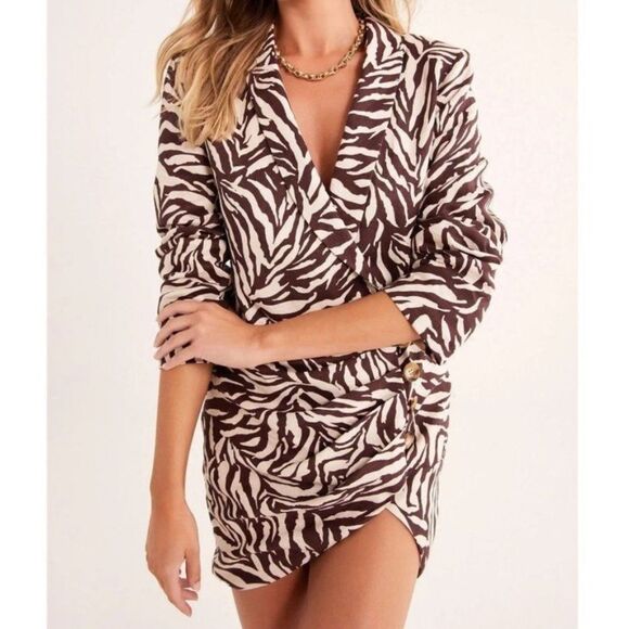 Free People RUMER Cyrus Blazer Linen Dress Zebra XS NWT - Picture 15 of 15